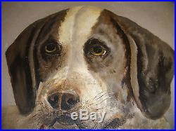 LARGE 14 ANTIQUE 1800`s FOLK ART HAND PAINTED DOG PAPER MACHE PAINTING PLATE
