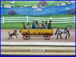LINDA MEARS 30x40 original folk art painting titled DAIRY FARM pick up only