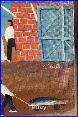 LORENZO PRATO Large Original Signed Folk Art Painting LISTED