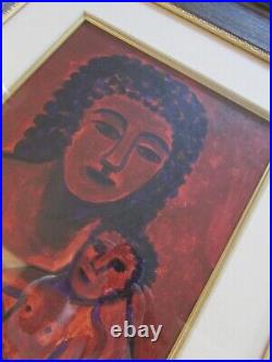 LOR ROYBAL New Mexico Folk Art Portrait Painting Southwest Madonna & Child