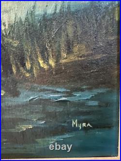 LOUISIANA Swamp Boat In Bayou Oil LANDSCAPE PAINTING SIGNED MYRA