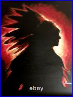 LOVELESS BLAZING SILHOUETTE original acrylic on canvas 11 X 14