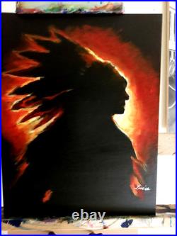 LOVELESS BLAZING SILHOUETTE original acrylic on canvas 11 X 14