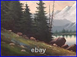 L. Griffith Autumn Lake Landscape Old Original Oil On Masonite Painting