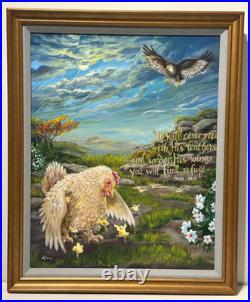 La San Lasan Original Bible Painting Psalm 914 God's Protection Under His Wings