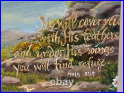 La San Lasan Original Bible Painting Psalm 914 God's Protection Under His Wings