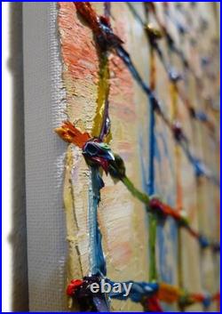 Landscape Oil? Painting Vintage Flowers? Art Signed Abstract Original Deco Garden