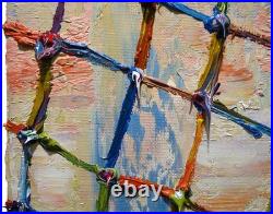 Landscape Oil? Painting Vintage Flowers? Art Signed Abstract Original Deco Garden