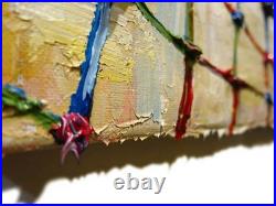 Landscape Oil? Painting Vintage Flowers? Art Signed Abstract Original Deco Garden