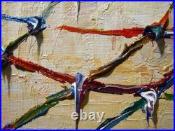 Landscape Oil? Painting Vintage Flowers? Art Signed Abstract Original Deco Garden