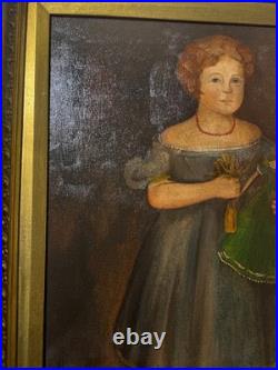 Large M. C Daniels 1986 Folk Art Girl And Doll Scene Oil Painting-Signed/Framed Large M. C Daniels 1986 Folk Art Girl And Doll Scene Oil Painting-Signed/Framed