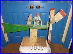 Large Old Vintage Hand Made Painted Wood Folk Art Primitive Whirligig