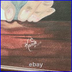 Large Original Bartender Portrait Painting Martini Bar Folk Art Signed 40x26