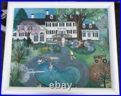 Large Original Folk Art Painting Signed M Klein 33x39 Framed House