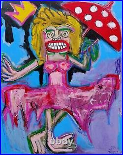 Large Outsider Art Folk Art Original Acrylic Painting Art Brut One of kind