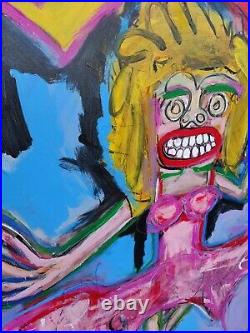 Large Outsider Art Folk Art Original Acrylic Painting Art Brut One of kind