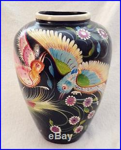 Large Vintage 1950s Painted Mexican Hand-Thrown Pottery Jar/Vase FOLK ART