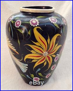Large Vintage 1950s Painted Mexican Hand-Thrown Pottery Jar/Vase FOLK ART