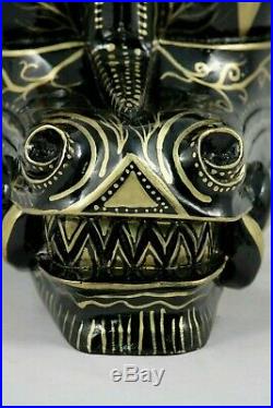 Large Wood Dragon Mask Mexican Folk Art Hand Carved/Painted Collectible Decor