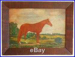 Late 1800s AAFA Folk Art Naive Country Primitive Horse Painting