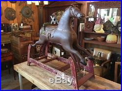 Late 1800s Whitney Reed Glider Hobby Rocking Horse Original Paint Folk Art