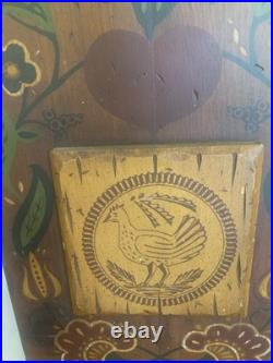 Late 18th Century Folk Art style Pennsylvania Dutch Painting in Wood Fraktur