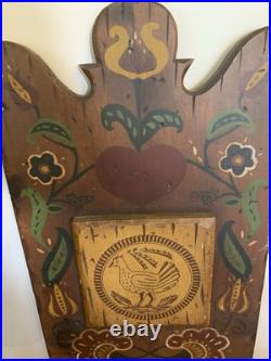 Late 18th Century Folk Art style Pennsylvania Dutch Painting in Wood Fraktur