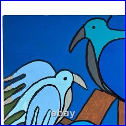 Latin Folk Art Original Painting Abstract Birds Naive Outsider Signed Pizano 24 Latin Folk Art Original Painting Abstract Birds Naive Outsider Signed Pizano 24