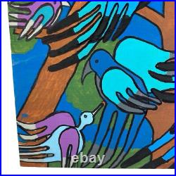 Latin Folk Art Original Painting Abstract Birds Naive Outsider Signed Pizano 24 Latin Folk Art Original Painting Abstract Birds Naive Outsider Signed Pizano 24