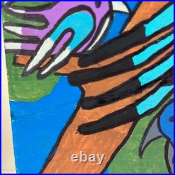 Latin Folk Art Original Painting Abstract Birds Naive Outsider Signed Pizano 24 Latin Folk Art Original Painting Abstract Birds Naive Outsider Signed Pizano 24