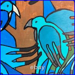 Latin Folk Art Original Painting Abstract Birds Naive Outsider Signed Pizano 24 Latin Folk Art Original Painting Abstract Birds Naive Outsider Signed Pizano 24