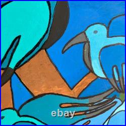 Latin Folk Art Original Painting Abstract Birds Naive Outsider Signed Pizano 24 Latin Folk Art Original Painting Abstract Birds Naive Outsider Signed Pizano 24