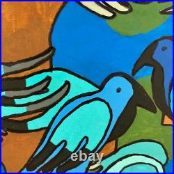 Latin Folk Art Original Painting Abstract Birds Naive Outsider Signed Pizano 24 Latin Folk Art Original Painting Abstract Birds Naive Outsider Signed Pizano 24