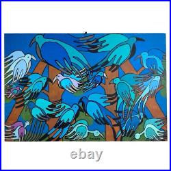 Latin Folk Art Original Painting Abstract Birds Naive Outsider Signed Pizano 24 Latin Folk Art Original Painting Abstract Birds Naive Outsider Signed Pizano 24
