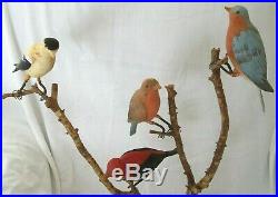 Lg Hand Carved Wood Bird Tree Folk Art Painted Country Primitive Decoy Vintage