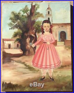 Lilia Carrillo Antique Mexican Folk Art Painting Style of Renteria & Labios