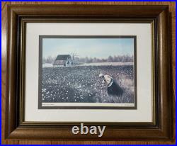 Little Cotton Picker Framed Painting Signed by Elloween Matthews 17.5x14.5