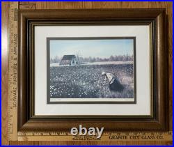 Little Cotton Picker Framed Painting Signed by Elloween Matthews 17.5x14.5