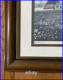 Little Cotton Picker Framed Painting Signed by Elloween Matthews 17.5x14.5