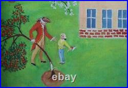Little George Washington by Kay Ameche Folk Art Oil Painting Original 8 x 10