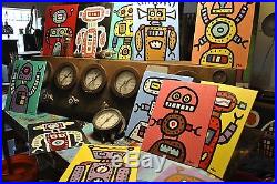 Lot of 10 robot paintings by Well Listed Texas Folk Artist Paco Felici