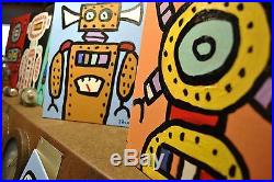 Lot of 10 robot paintings by Well Listed Texas Folk Artist Paco Felici