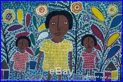 Louisiane St Fleurant Original Folk Primitive Naive Painting Art Haitian 30x20