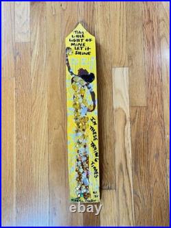 MARY PROCTOR Little Light of Mine Yellow Jeweled Wood Outsider Folk Art Signed
