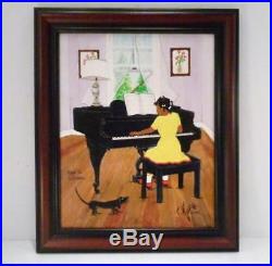 MAURICE COOK (American/Alabama 1948-) Southern Folk Art Oil Painting Girl Piano