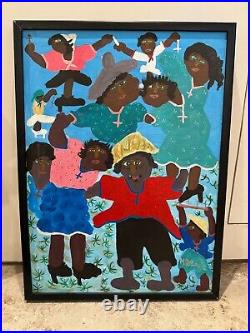 MAXAN JEAN LOUIS Folk Art Oil Painting Framed 25 x 34