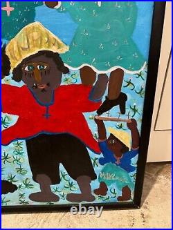 MAXAN JEAN LOUIS Folk Art Oil Painting Framed 25 x 34