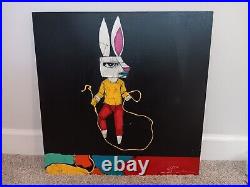 MICHAEL BANKS Outsider FOLK ART PAINTING Rabbit w Rope 24 x 24 ALABAMA