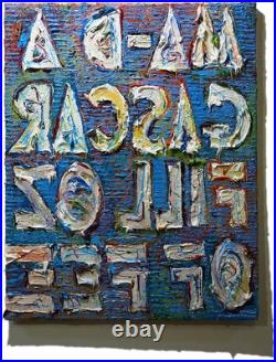MODERN? ORIGINAL OIL? PAINTING VINTAGE OUTSIDER MODERN? ART URBAN GRAfFITI UNIQUE? A