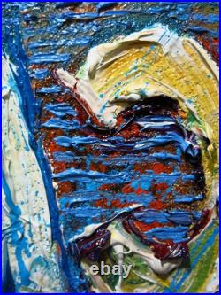 MODERN? ORIGINAL OIL? PAINTING VINTAGE OUTSIDER MODERN? ART URBAN GRAfFITI UNIQUE? A